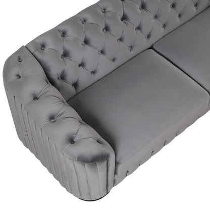 Velvet Upholstered Sofa, Grey