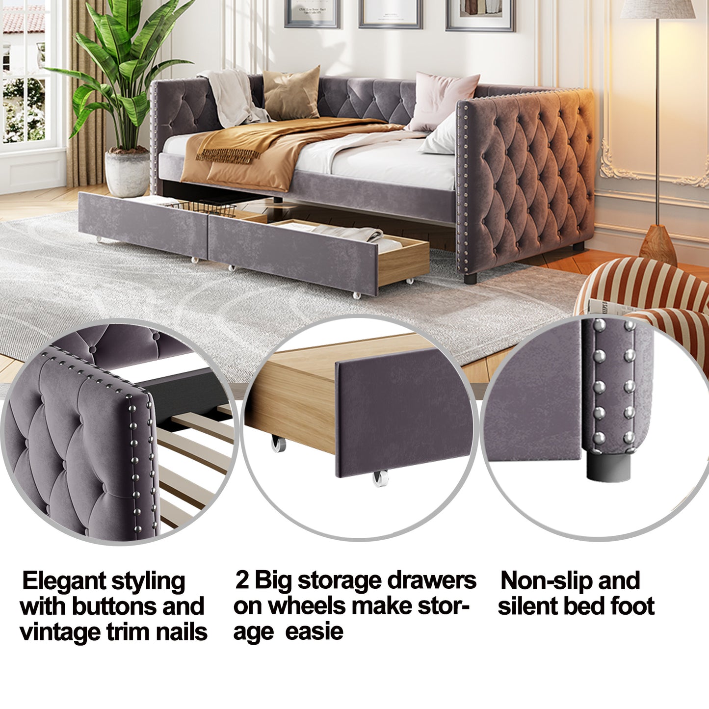 sara velvet upholstered sofa bed