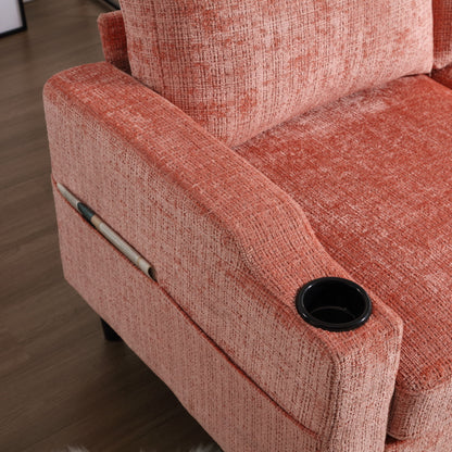 Zara Storage/ Cupholder Sectional Sofa, Pink