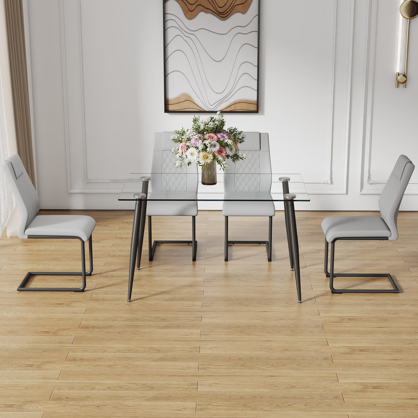 holli dining table set, grey