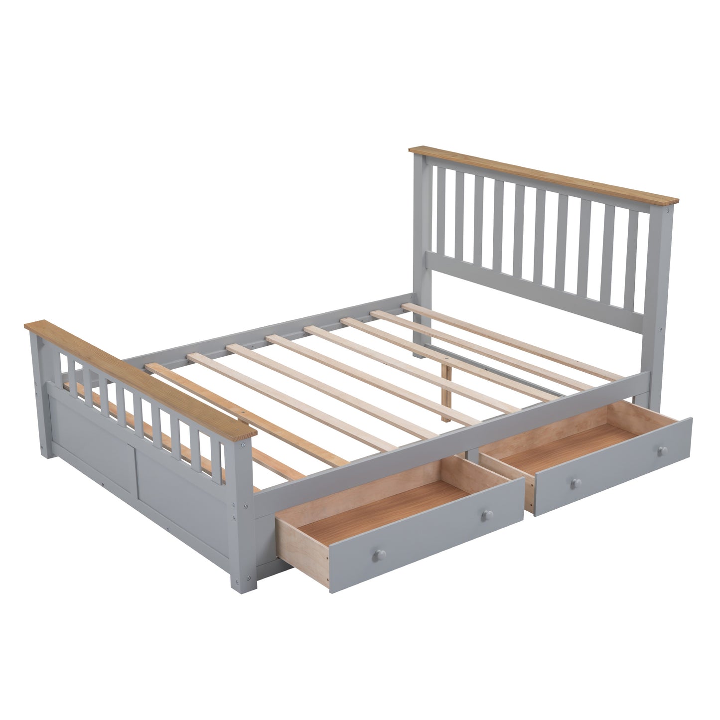 3-pieces bedroom sets with nightstand(usb charging ports) and storage chest,gray+natrual