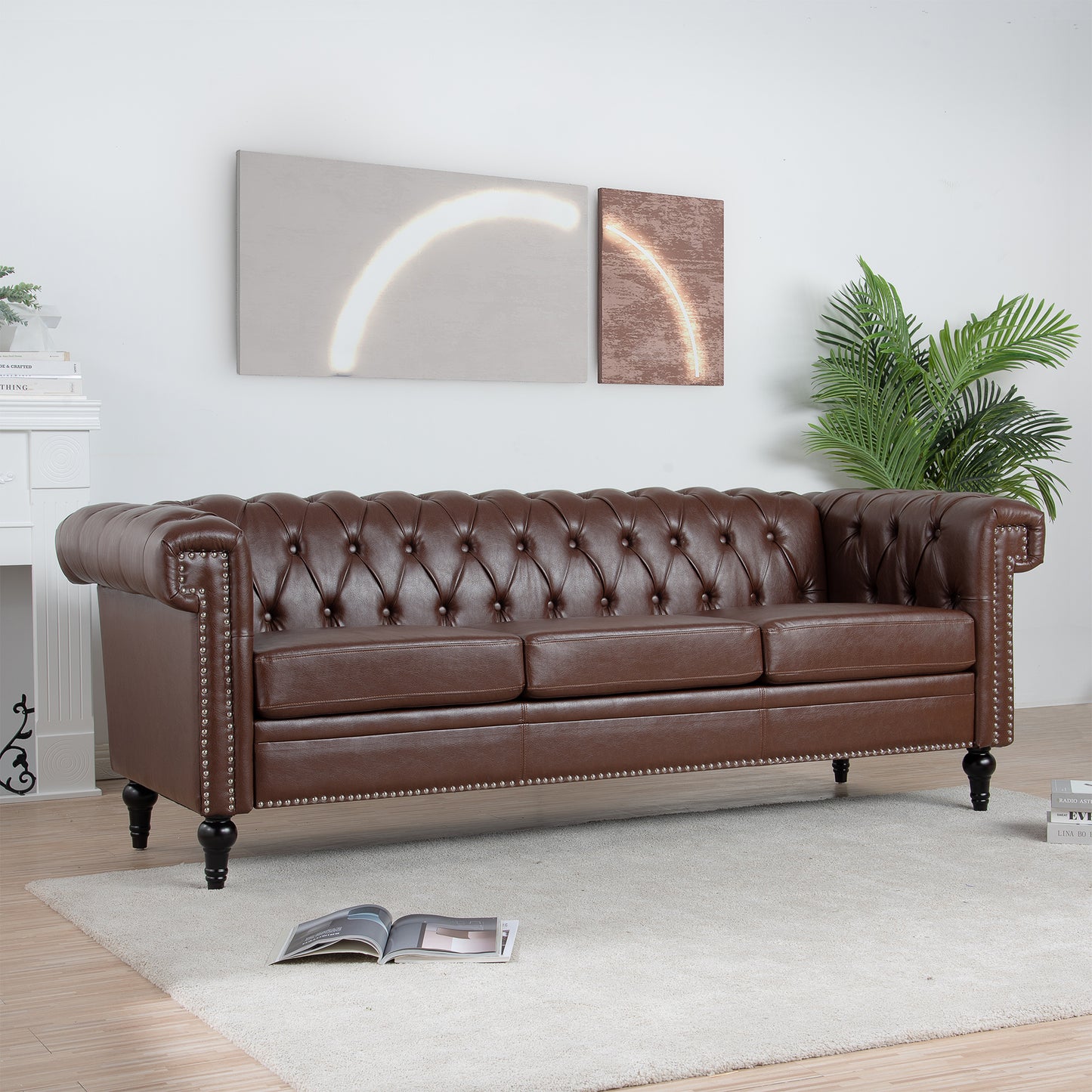 traditional chesterfield square arm sofa