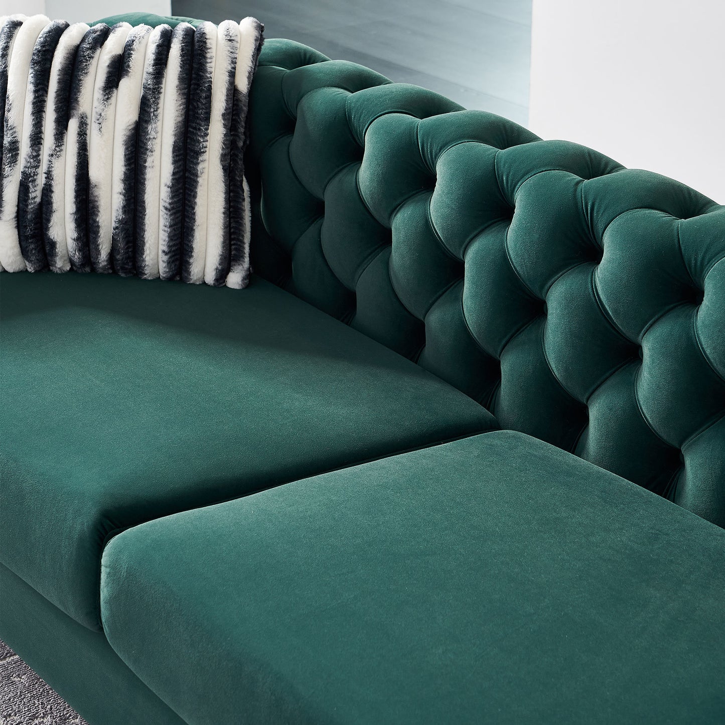 chesterfield modern tufted velvet sofa, green