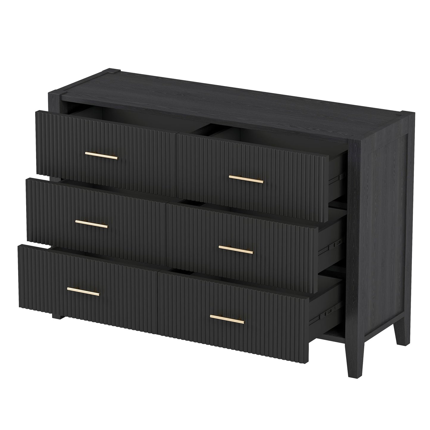 6 drawer dresser with metal handle, black