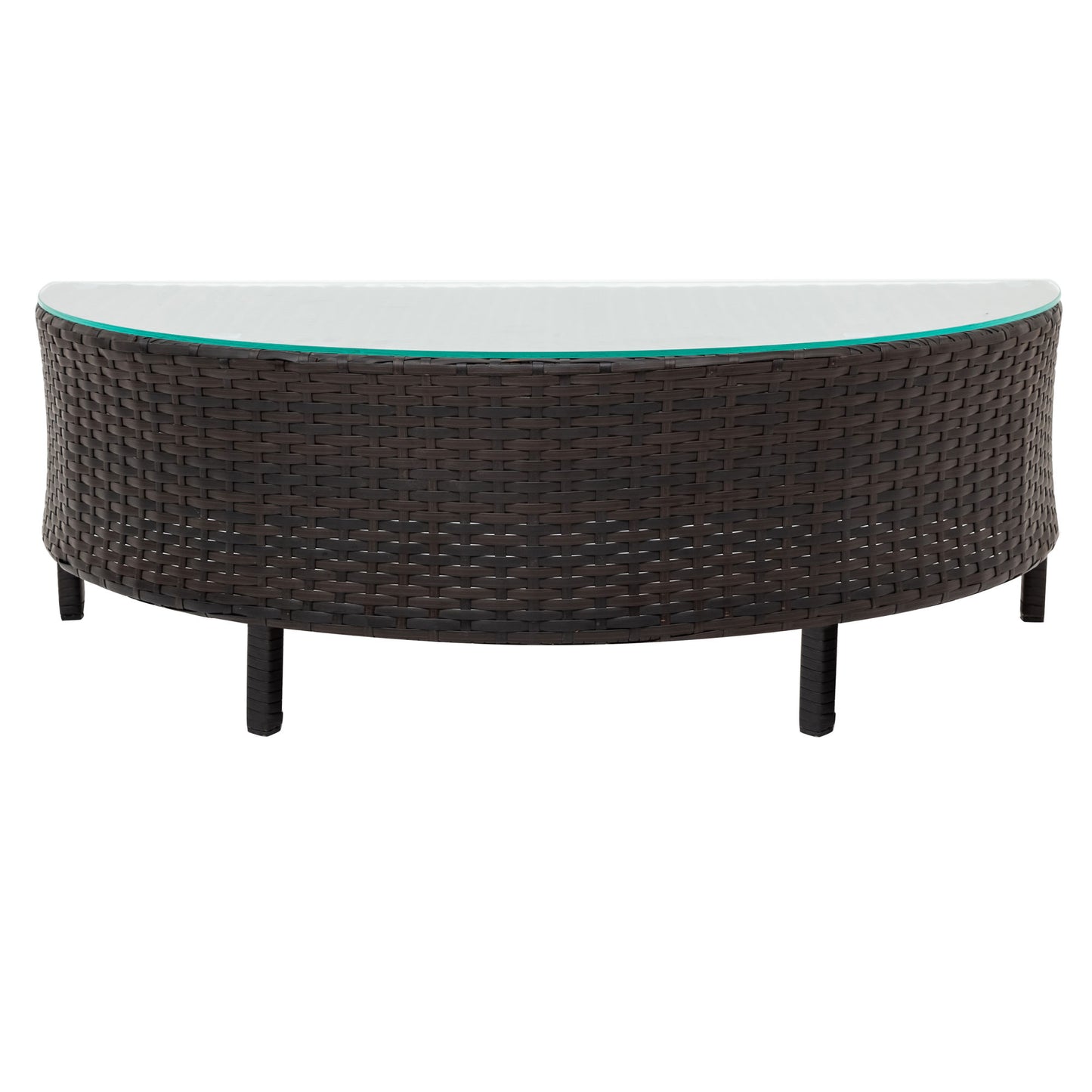 5 pieces all-weather brown pe rattan wicker sofa set