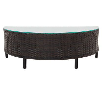 5 Pieces All-Weather Brown PE Rattan Wicker Sofa Set