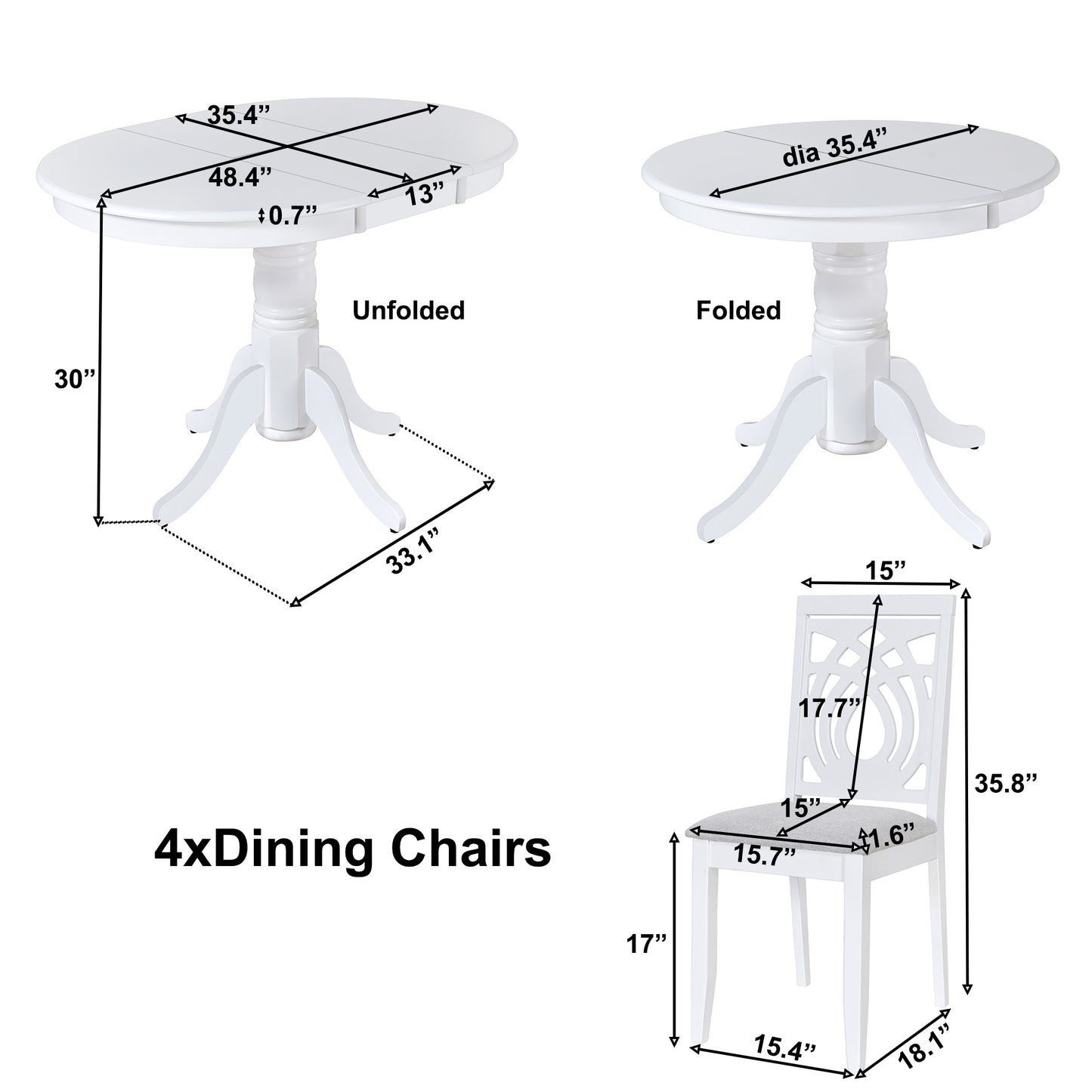 mid-century 5-piece dining table set