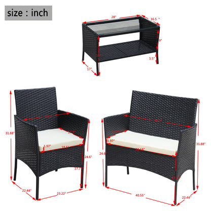 4 PC Rattan Patio Set