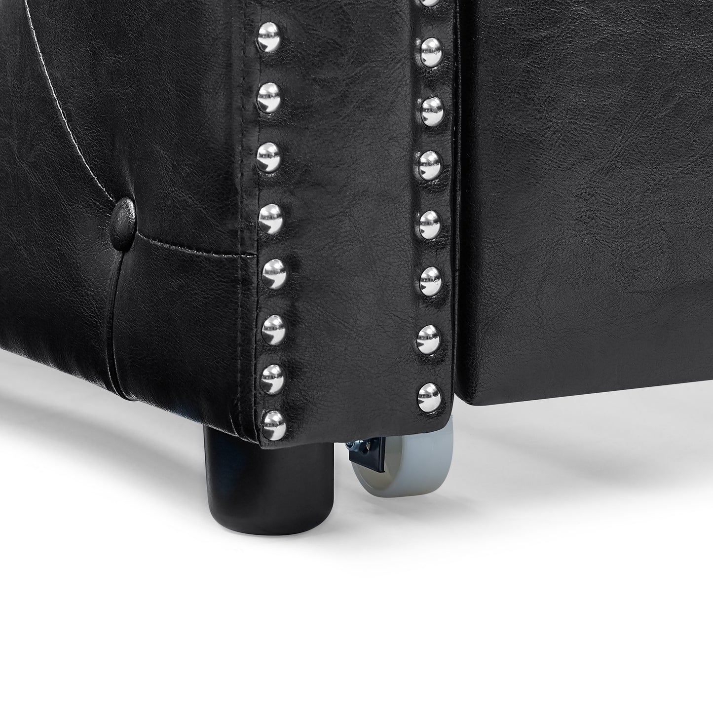 upholstered tufted full size bed,  black
