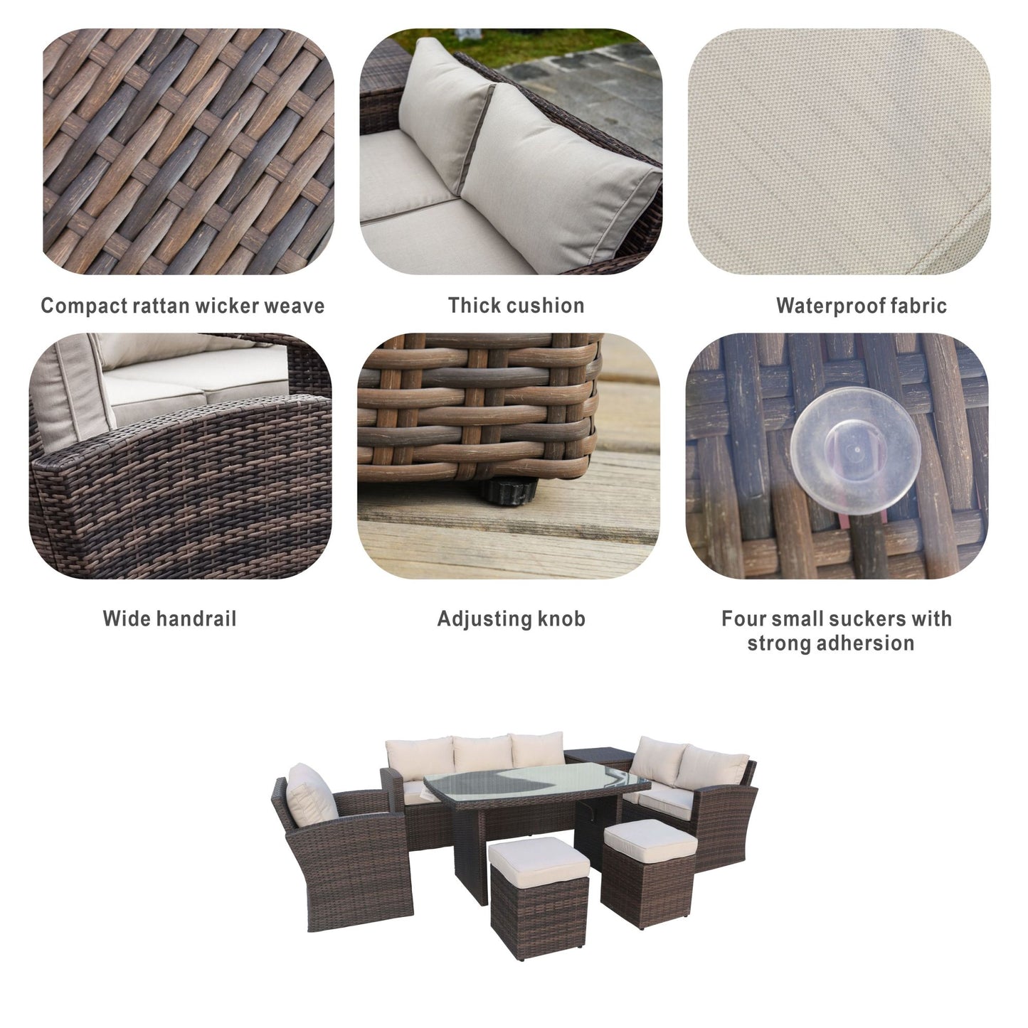direct wicker 7-piece pe rattan wicker patio sectional sofa set with cushions