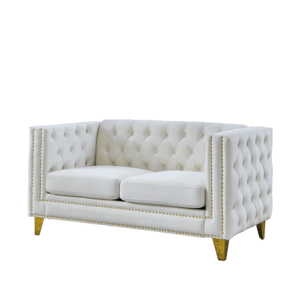3-seater + 2-seater Combination Sofa, Beige Velvet