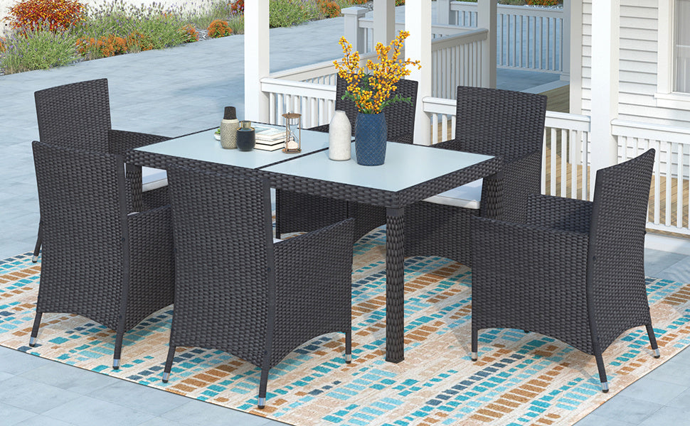 topmax 7- piece rattan patio set, black