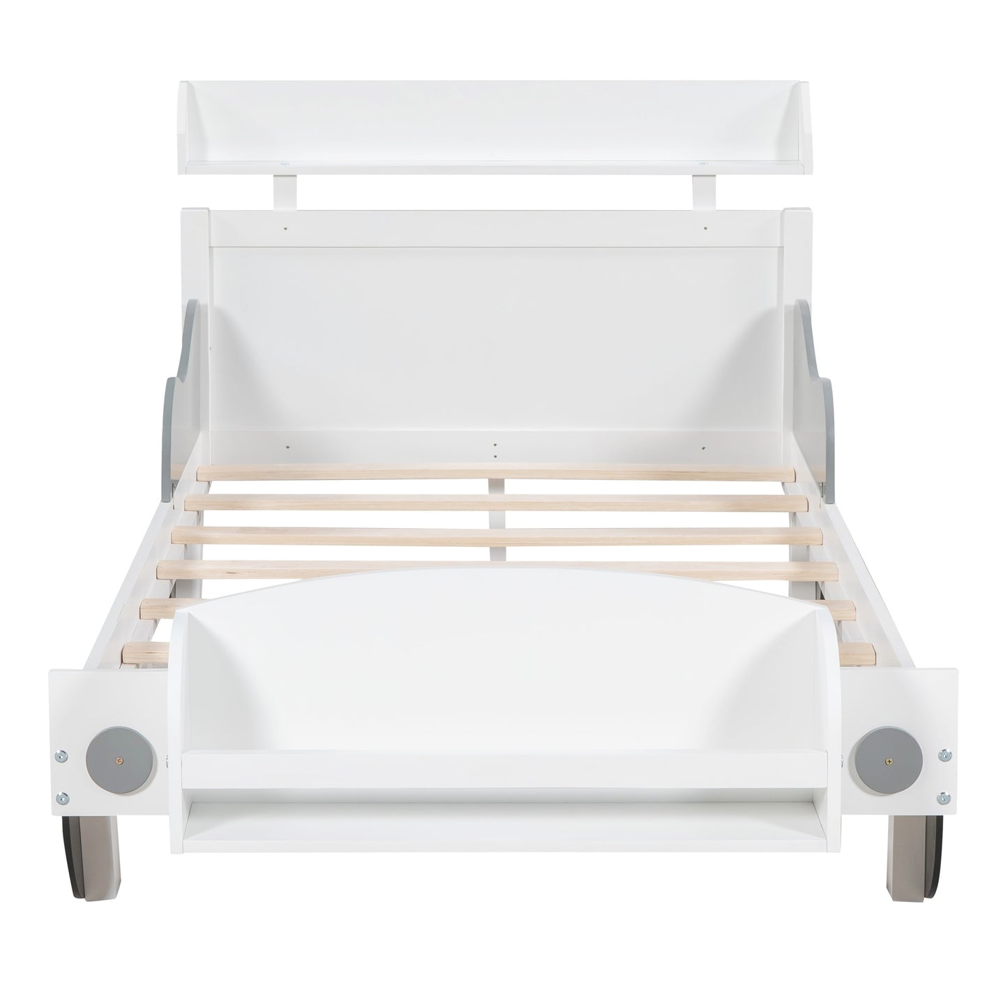 twin size car-shaped platform bed, white