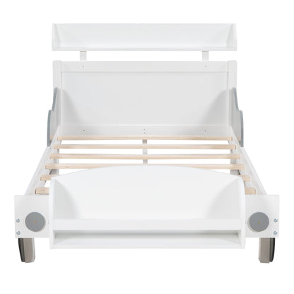 Twin Size Car-Shaped Platform Bed, White
