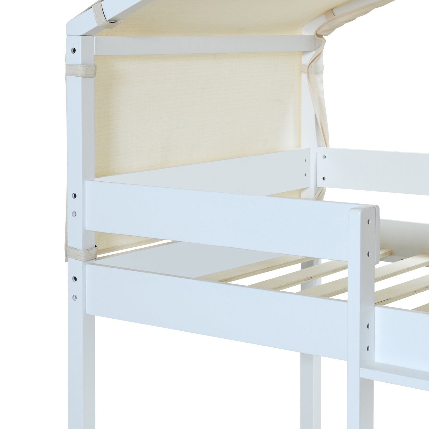 twin over twin bunk bed wood bed with tent