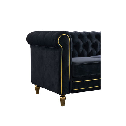 Chesterfield Velvet Sofa, Black