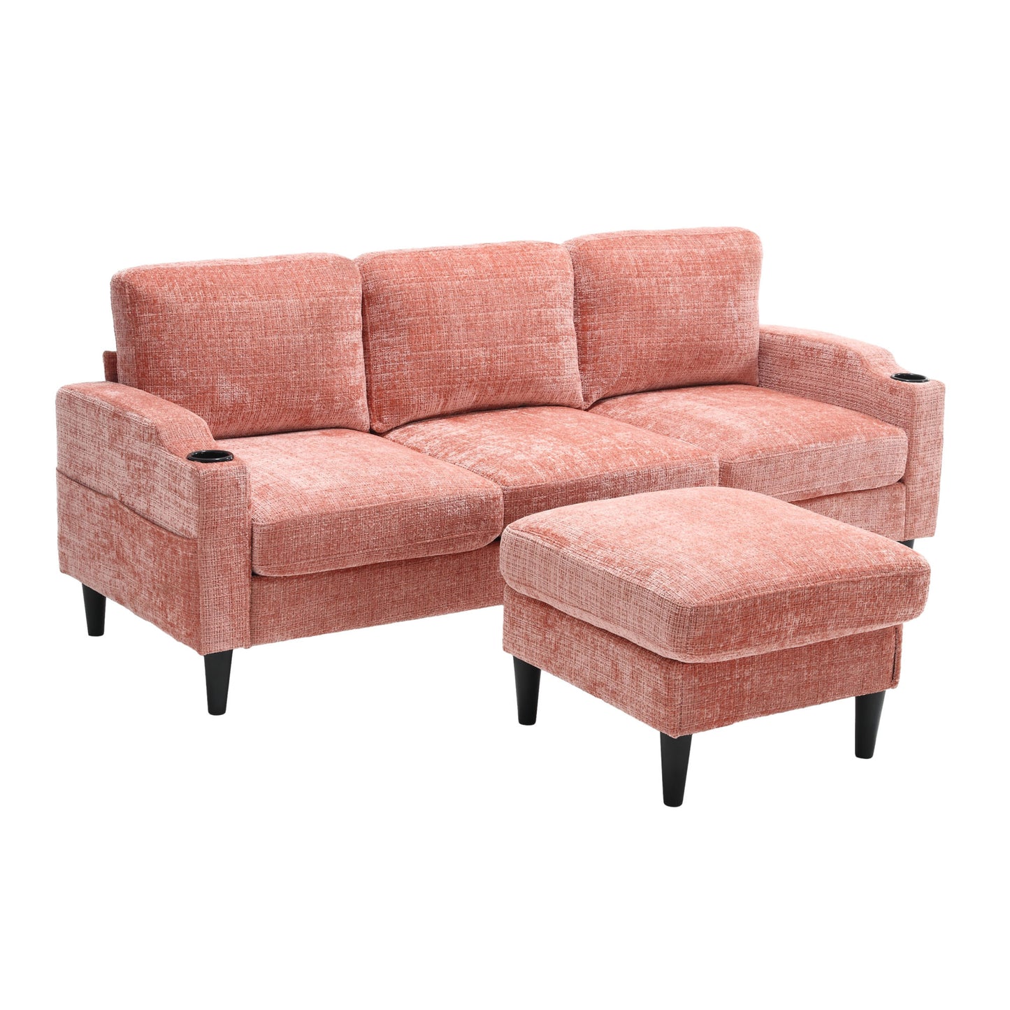 zara storage/ cupholder sectional sofa, pink