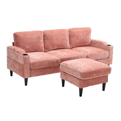 Zara Storage/ Cupholder Sectional Sofa, Pink