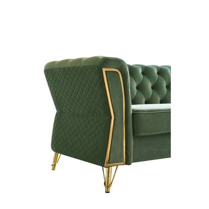 Modern Tufted Velvet Sofa, Mint Green