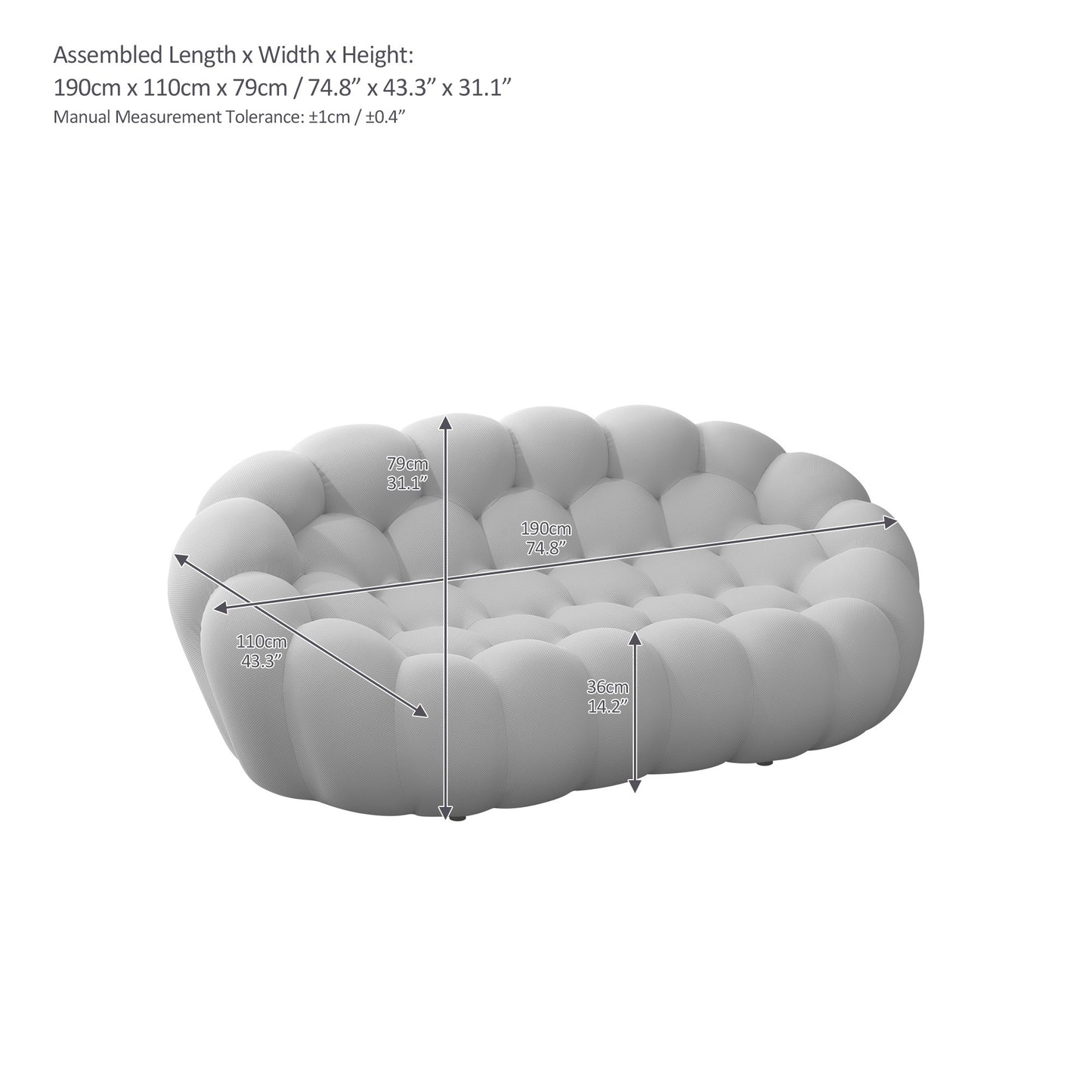 modern upholstered fabric bubble sofa, green