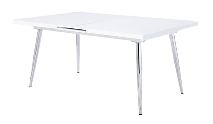 ACME Weizor Dining Table, White High Gloss & Chrome