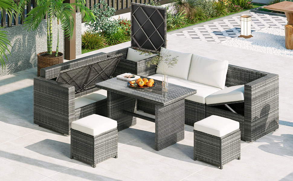 outdoor 6-piece all weather pe rattan sofa set