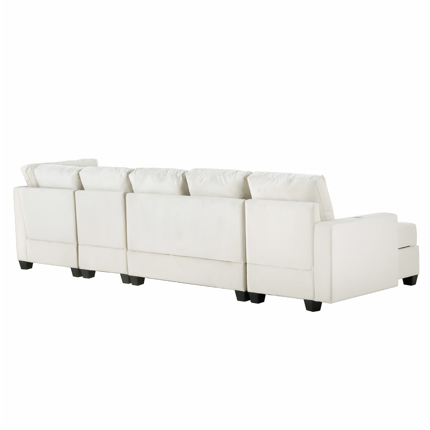 modern l shape sectional sofa with usb charging port, cream