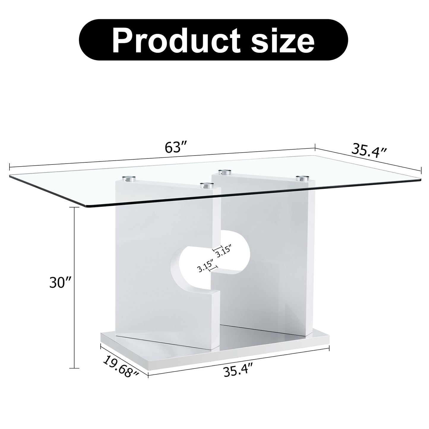 ruby 6-piece dining table set, white