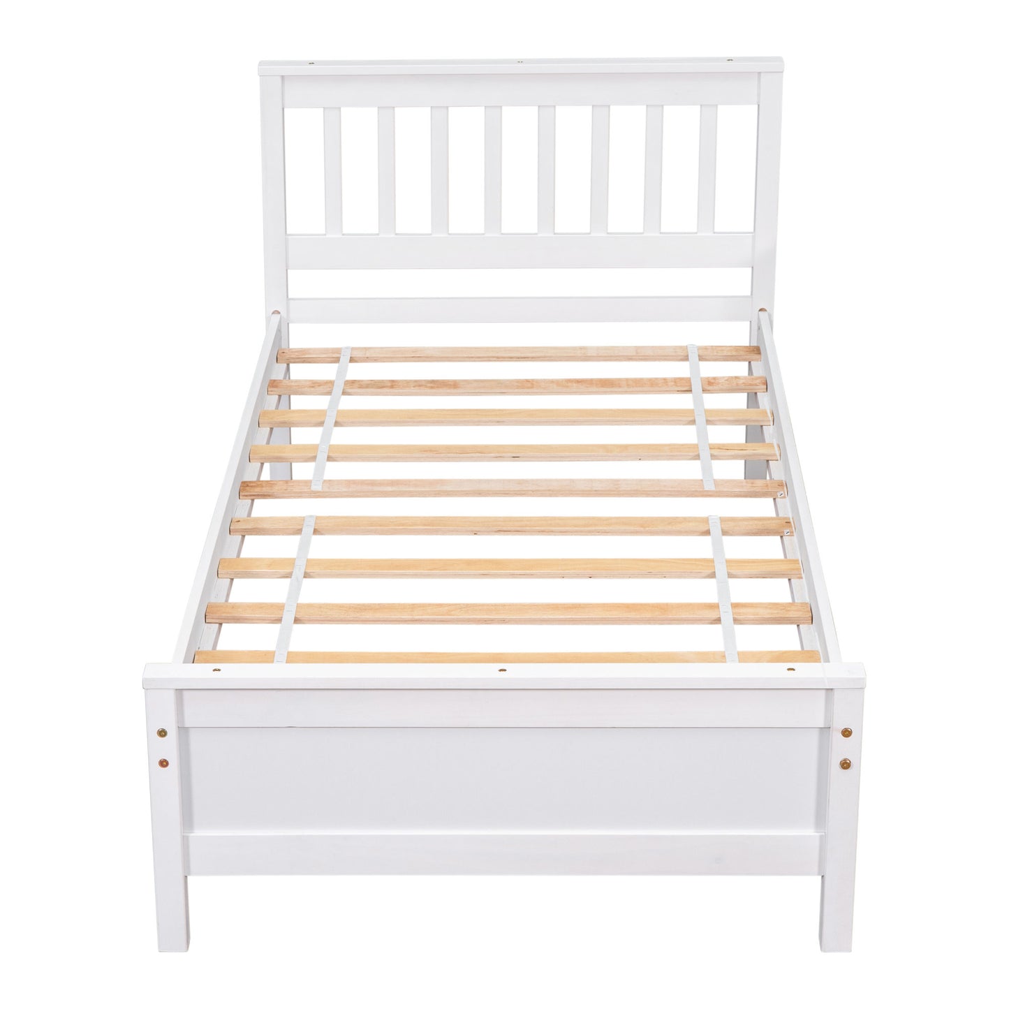 twin bed with headboard & nightstand, white