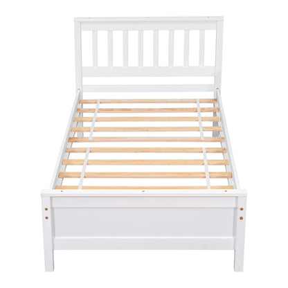 Twin Bed with Headboard & Nightstand, White