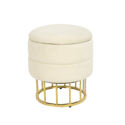Button Tufted Round Storage Ottoman