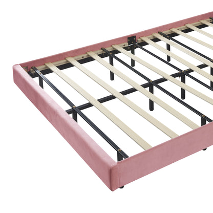 Floating Velvet Elegant Smart LED Platform Bed