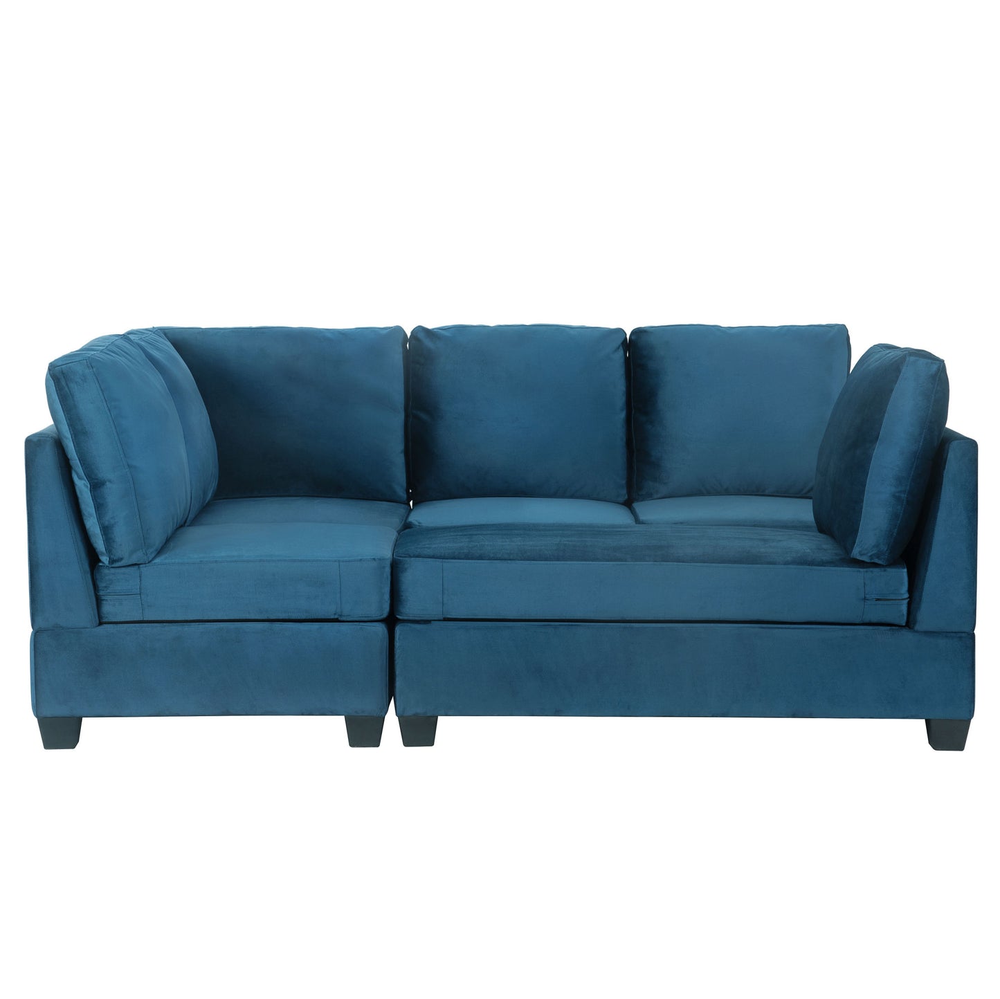 modern l shape sectional sofa with usb charging port, navy
