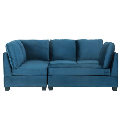 Modern L shape Sectional Sofa With USB Charging Port, Navy