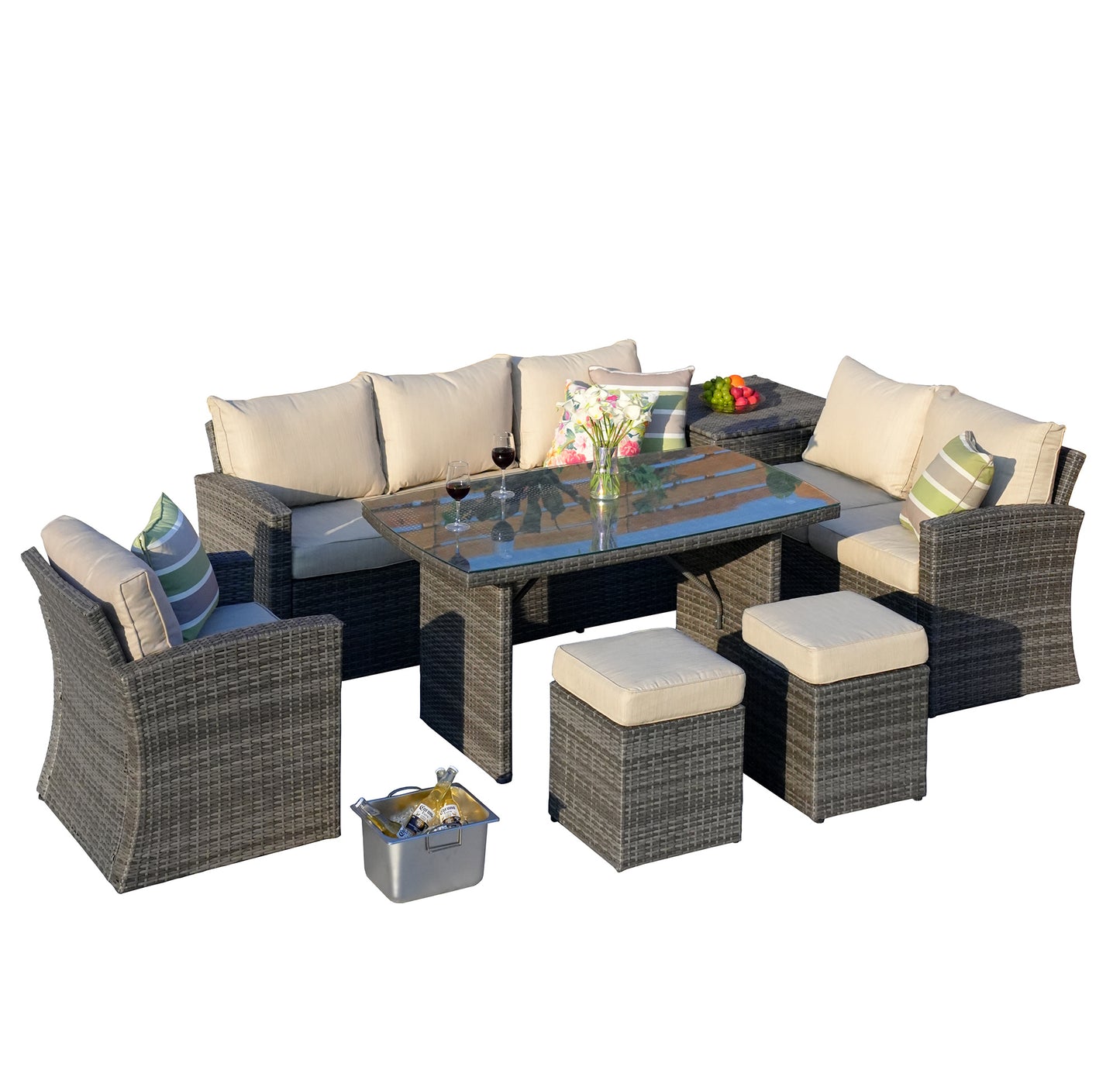direct wicker 7-piece pe rattan wicker patio sectional sofa set with cushions