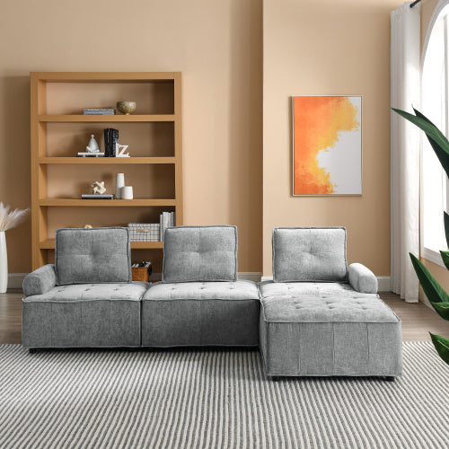 chenille l-shape modular sectional sofa