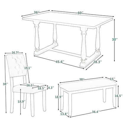Upholstered 6-Piece Dining Table Set