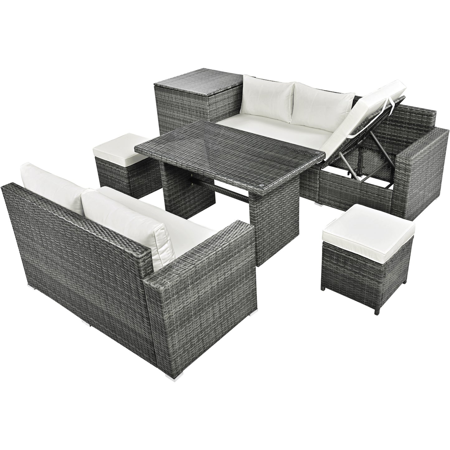 outdoor 6-piece all weather pe rattan sofa set