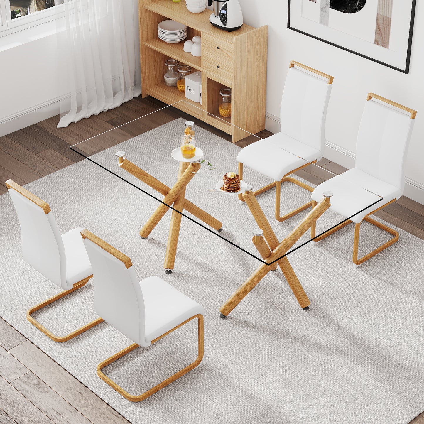 remi dining table set, white