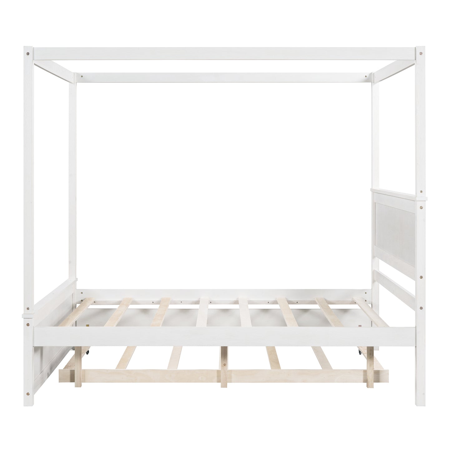 wood canopy bed with trundle