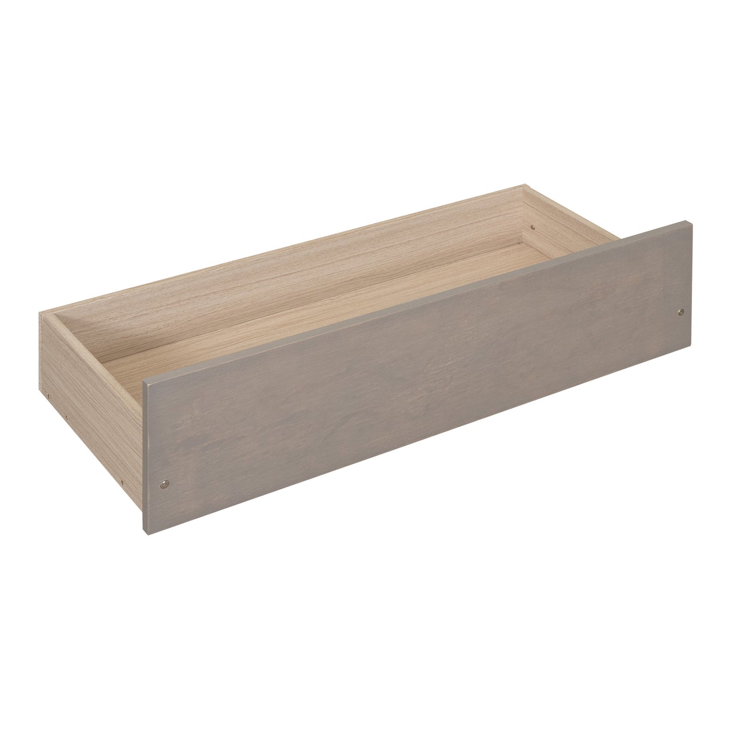 wood canopy bed with two drawers, light brown