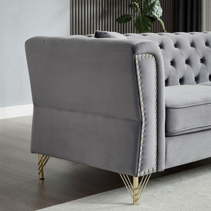 3-seater + 3-seater Combination Sofa Tufted with 4 Pillows