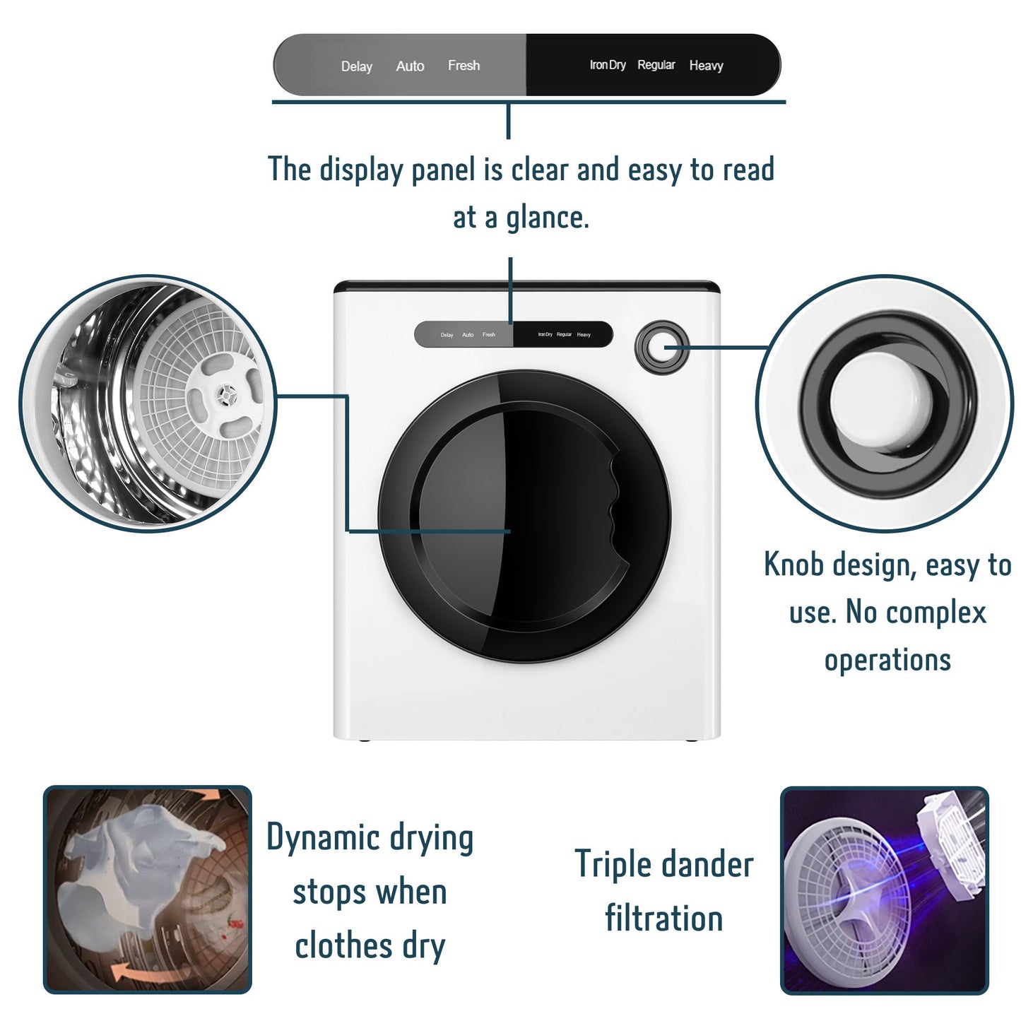 dessiz digital control compact laundry dryer