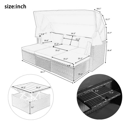 Betty Rectangle Daybed with Retractable Canopy