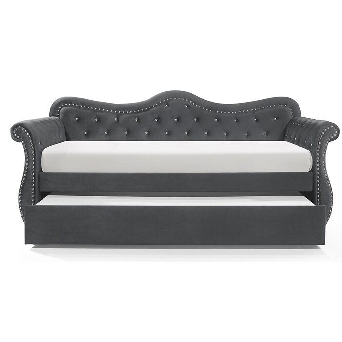 abby upholstered velvet wood daybed with trundle