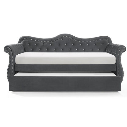 Abby Upholstered Velvet Wood Daybed with Trundle