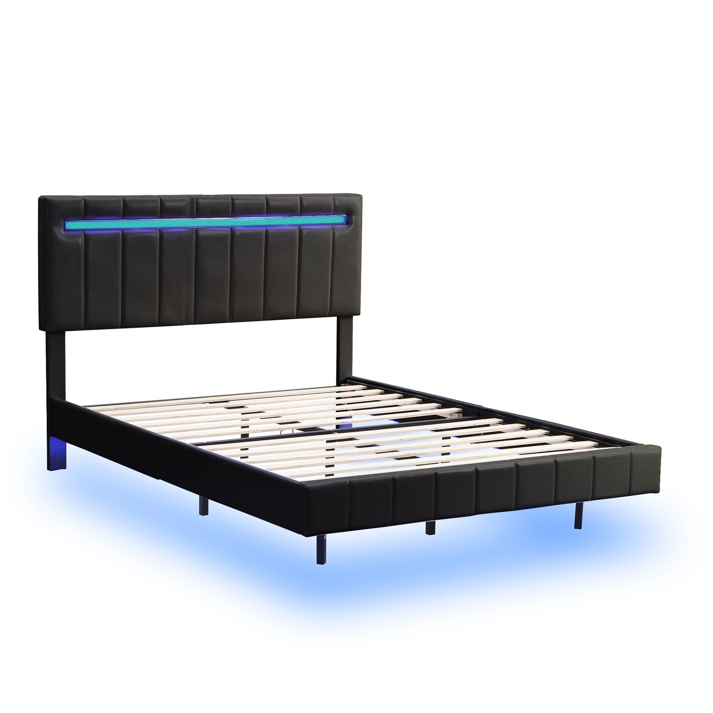 floating bed frame with led lights and usb charging #3