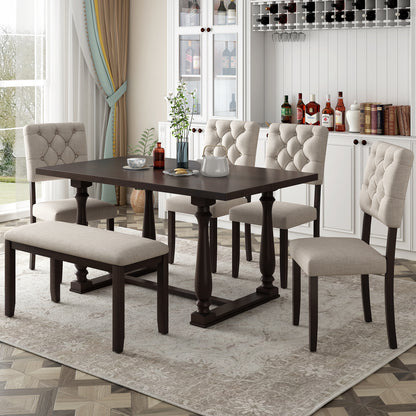 Upholstered 6-Piece Dining Table Set