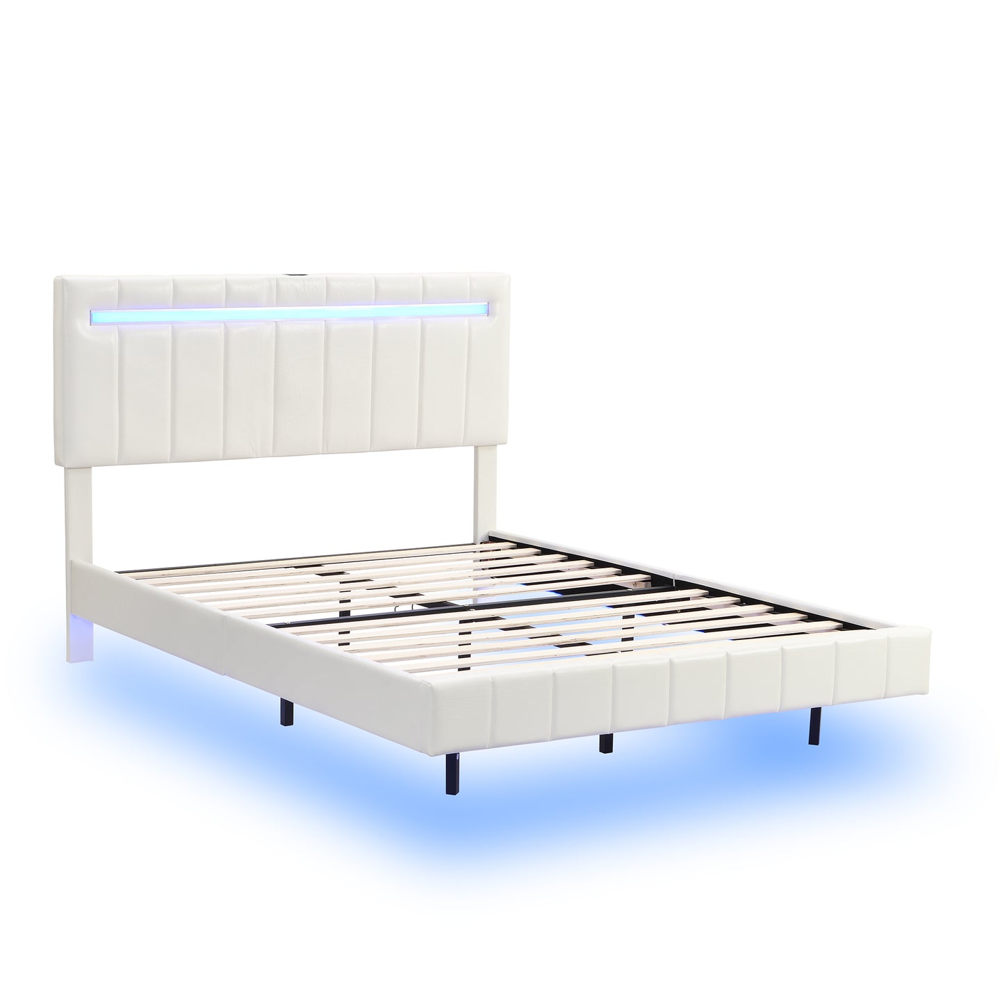 floating bed frame with led lights and usb charging #3