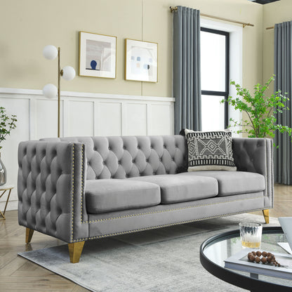 Sara Velvet Sofa, Grey Velvet
